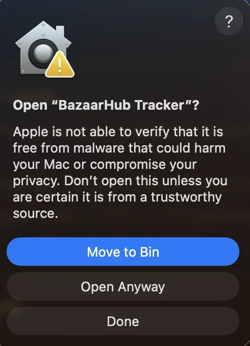 Press Open Anyway again and use your password or Touch ID.