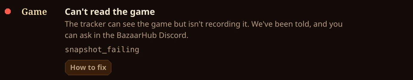 The tracker sees the game but isn't recording