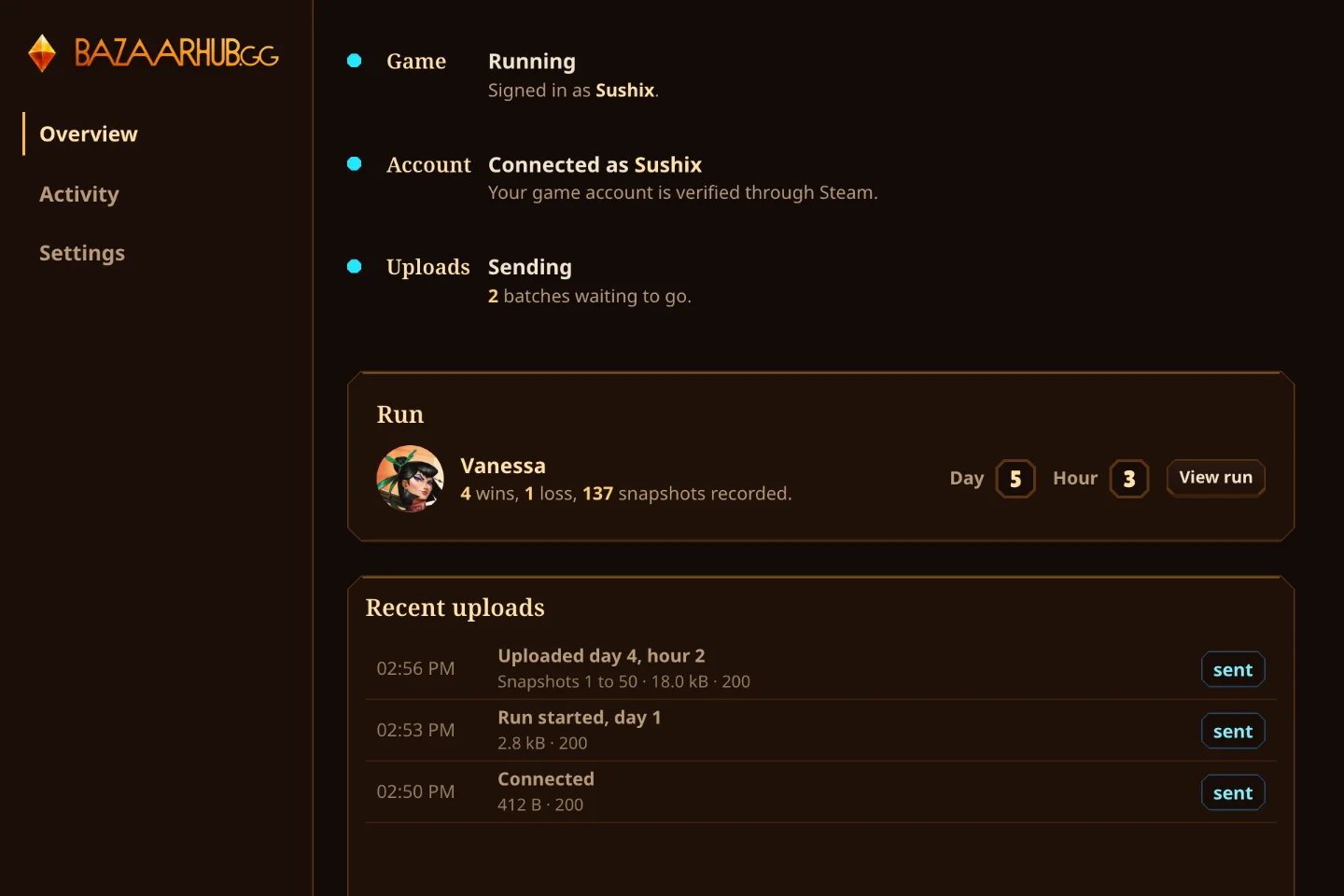 The tracker on Linux.